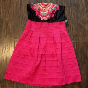 Black & pink Strapless dress